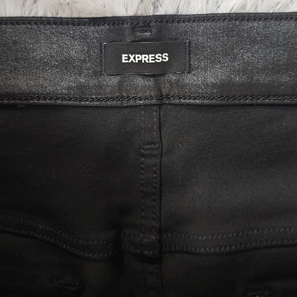 EXPRESS | MODERN STRAIGHT SUPER HIGH-RISE SHINED BLACK JEANS NWT! - Picture 9 of 13